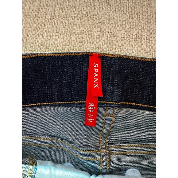 NWT SPANX FLARE Dark Midnight Shade Pull-on Stretch Jeans Size XS Elastic Waist - Picture 4 of 5